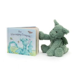 Jellycat - The Hiccupy Dragon Book and Fuddlewuddle Dragon Green